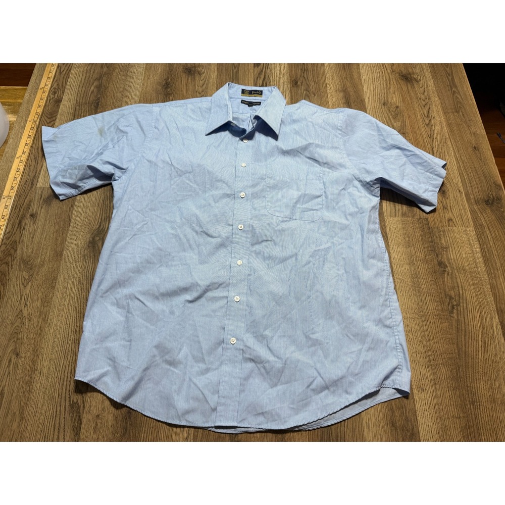 Cambridge Classics Button Down Shirt Mens 17 Blue Adult Short Sleeve Broadcloth